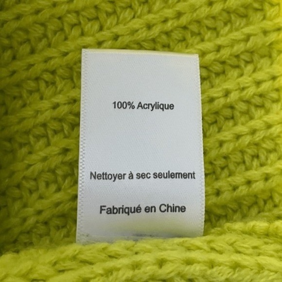 Lush Colorblock Sweater Tan Lime Green Chunky Knit Crewneck Long Sleeve M - Picture 7 of 7